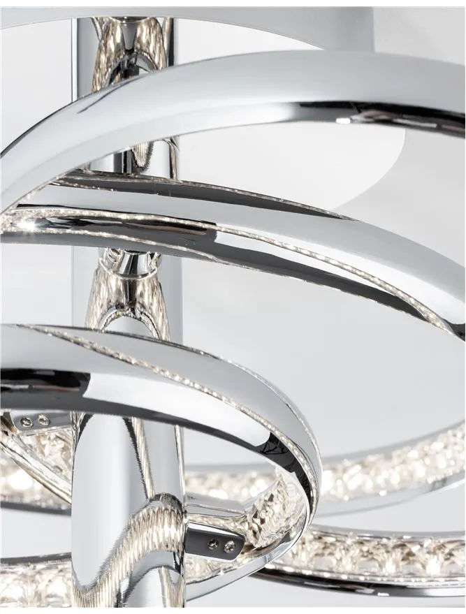 NET Chrome Aluminium & Crystal Three Ring Dimmable Semi-Flush Ceiling Light - ID 10472