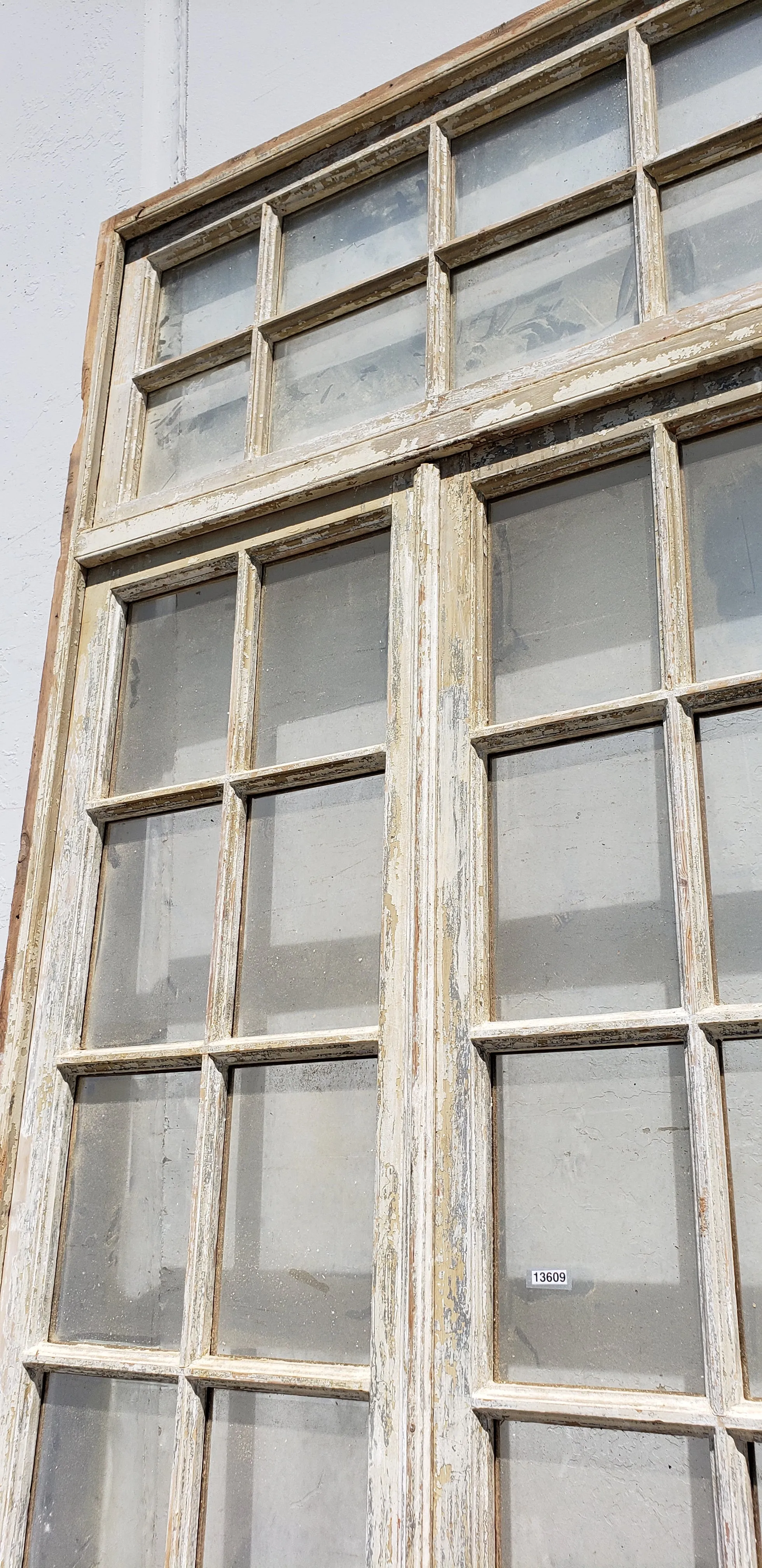 Pair of Painted 10-Lite Antique Doors with 8-Lite Transom