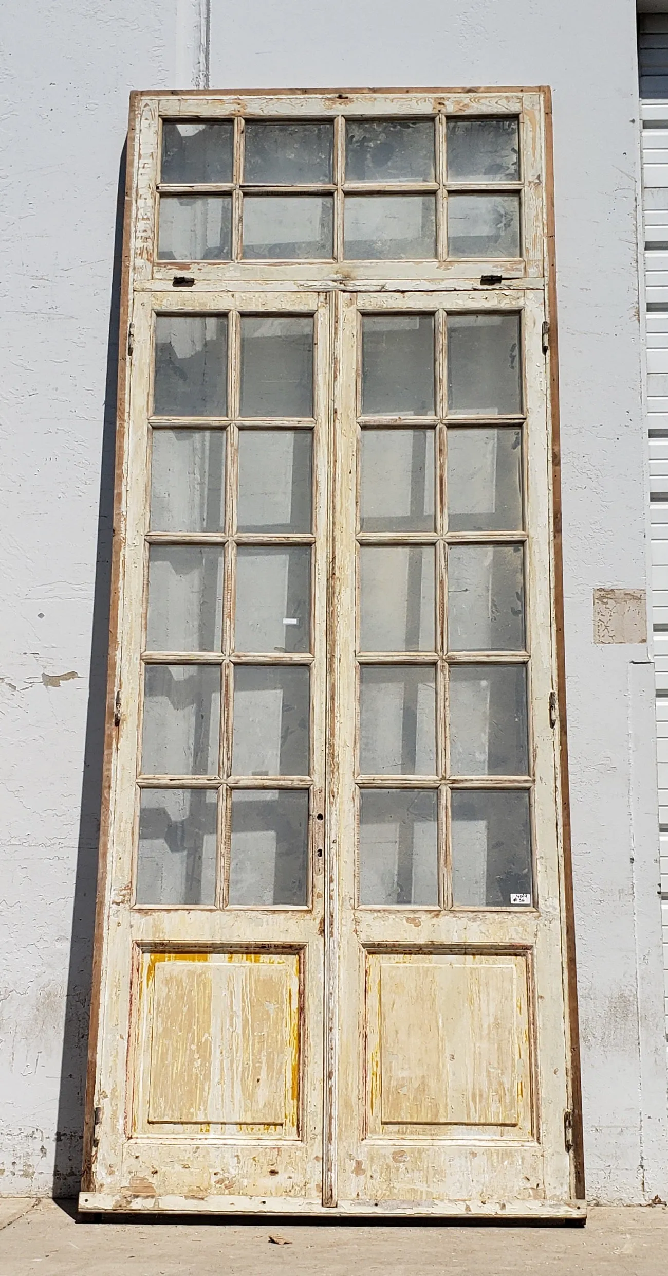 Pair of Painted 10-Lite Antique Doors with 8-Lite Transom