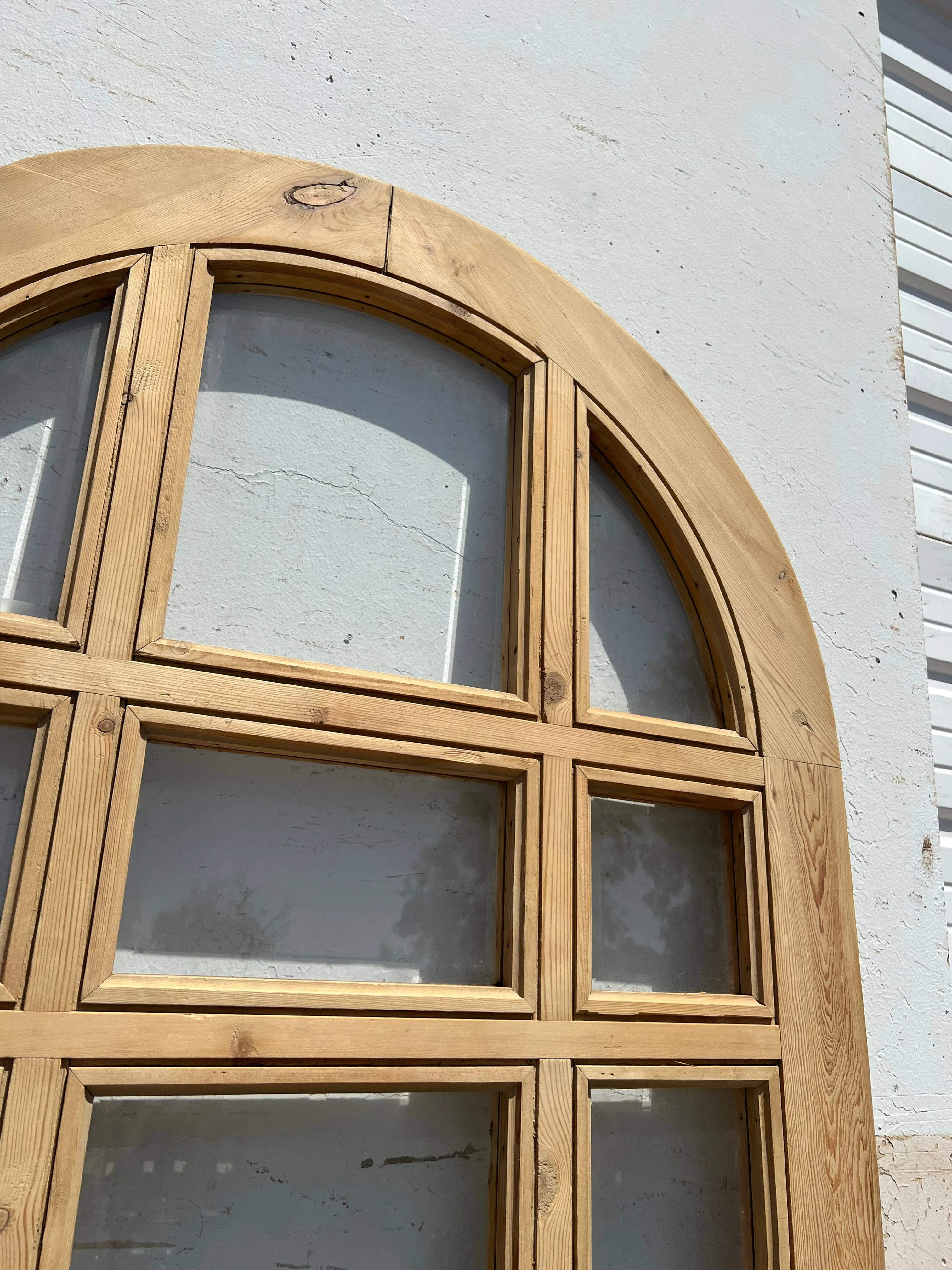 Single Washed Antique Arched Wood Door/Window w/21 Lites