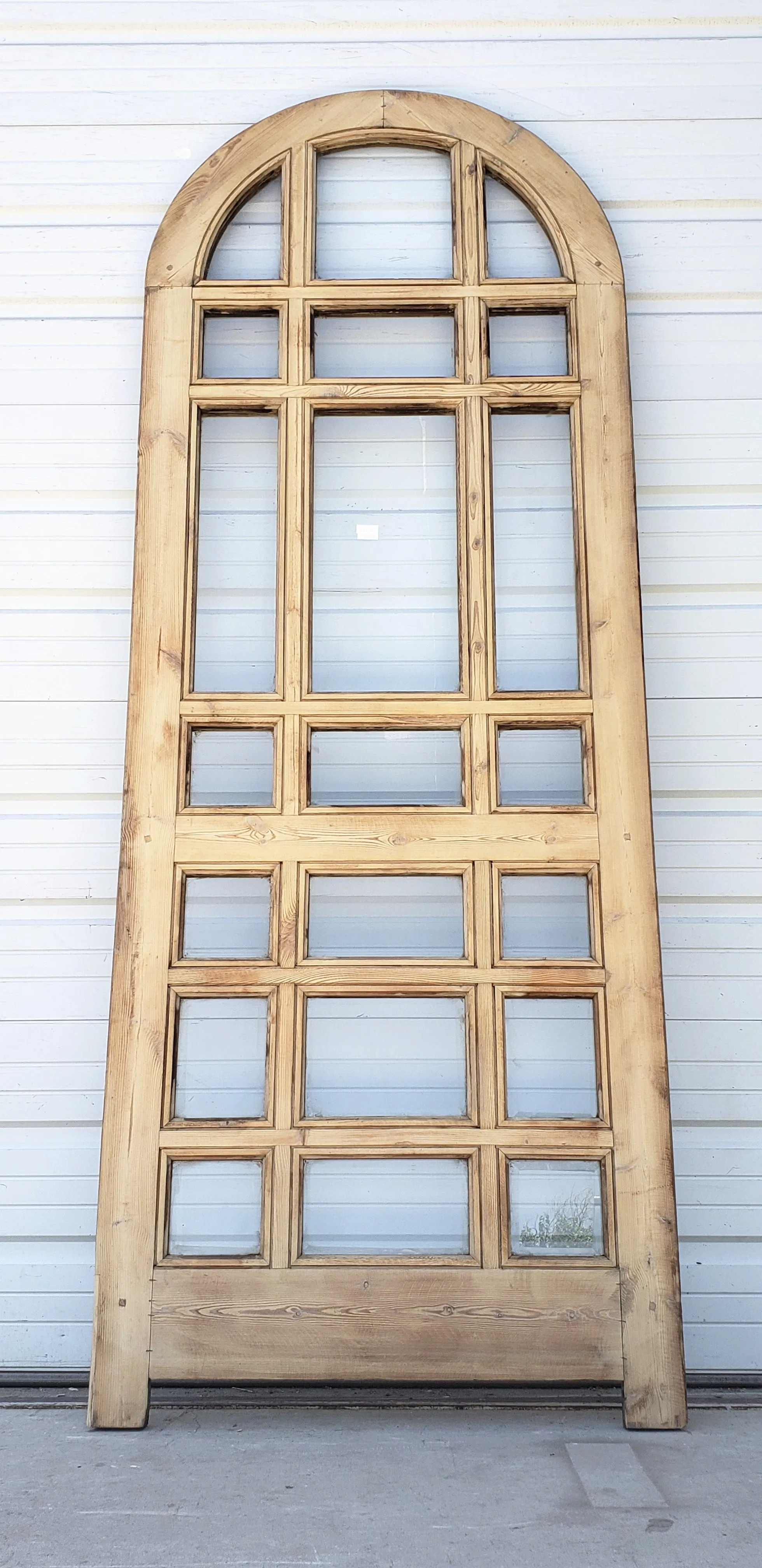 Single Washed Antique Arched Wood Door/Window w/21 Lites