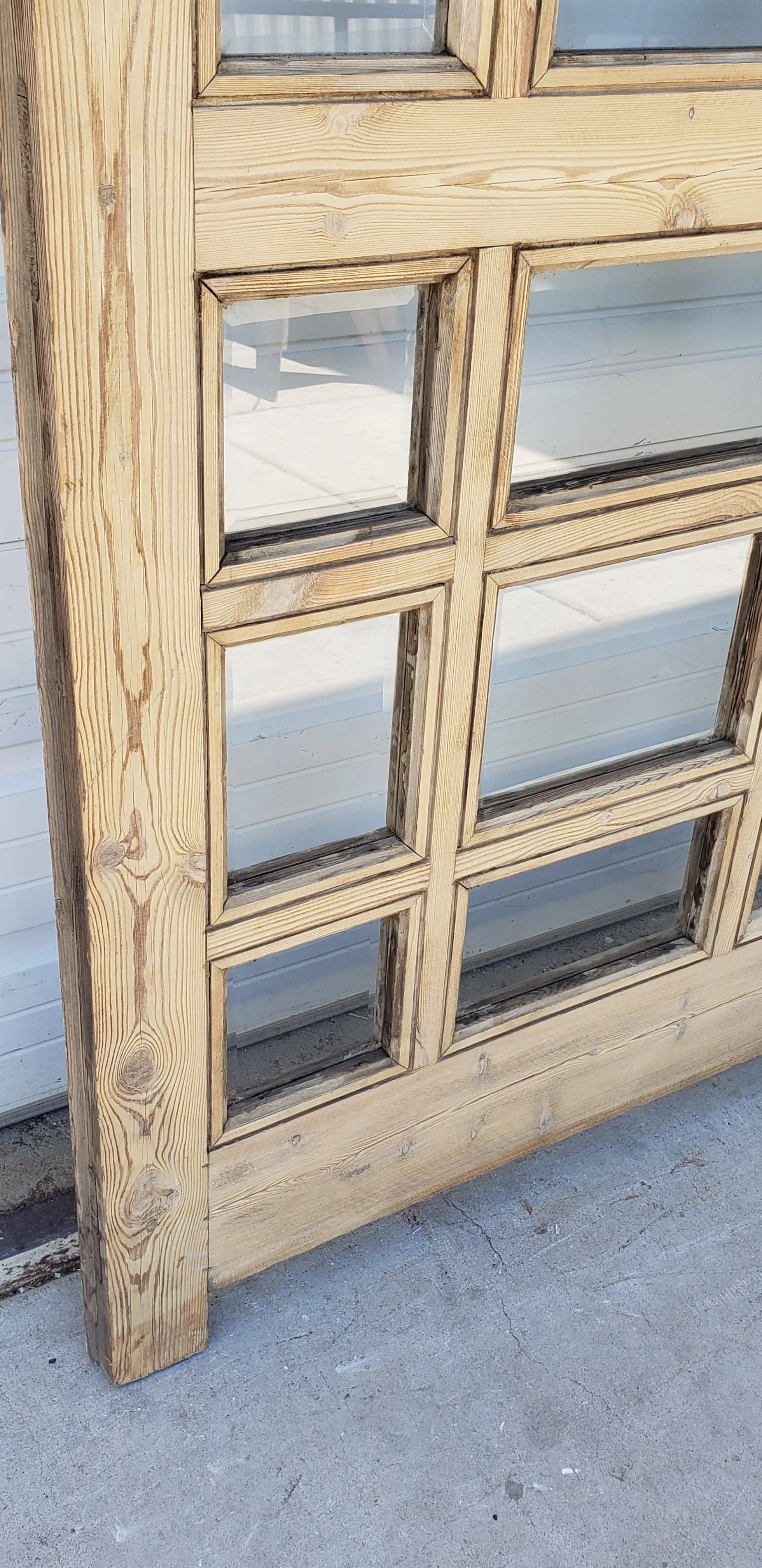 Single Washed Antique Arched Wood Door/Window w/21 Lites