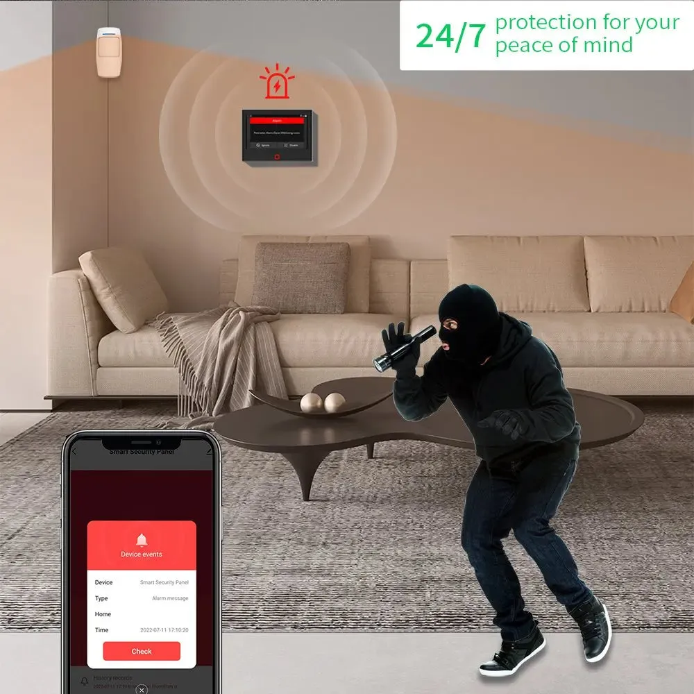 Staniot 7 inch HD Alarm System Wireless WiFi 4G Tuya Smart Home Security Protection Works With Alexa Google APP Remote Control