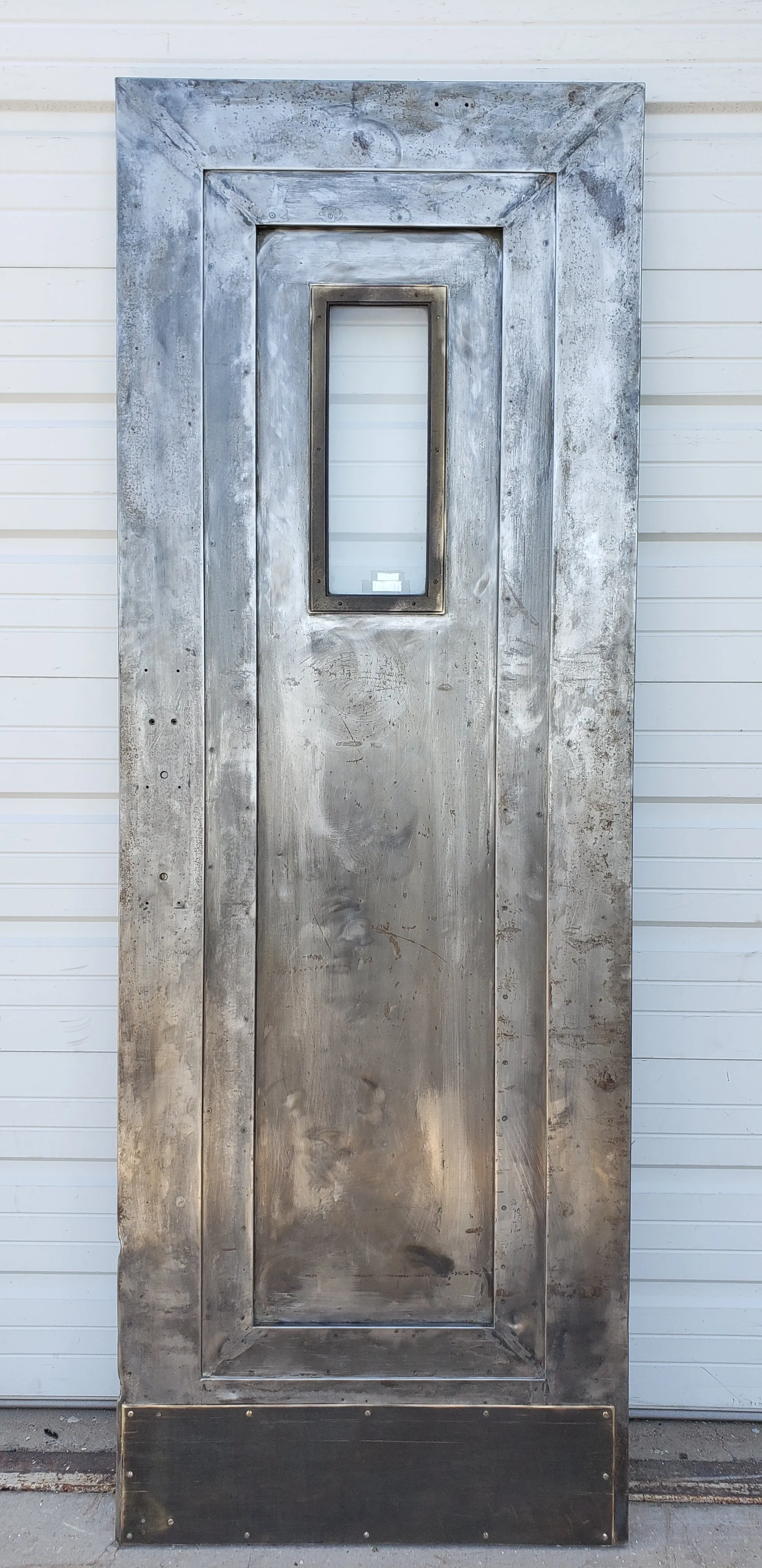 Stripped 3 Panel Single Metal Fire Door