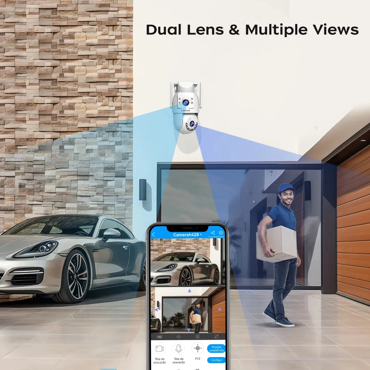 Surveillance Camera Outdoor Security Dual Lens 4K 6MP