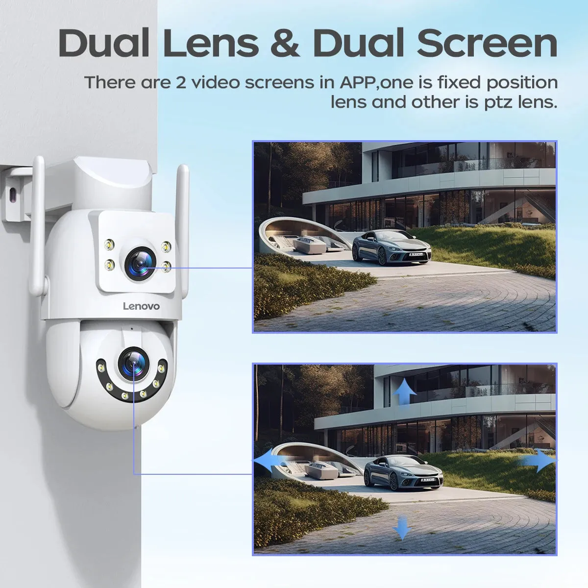 Surveillance Camera Outdoor Security Dual Lens 4K 6MP
