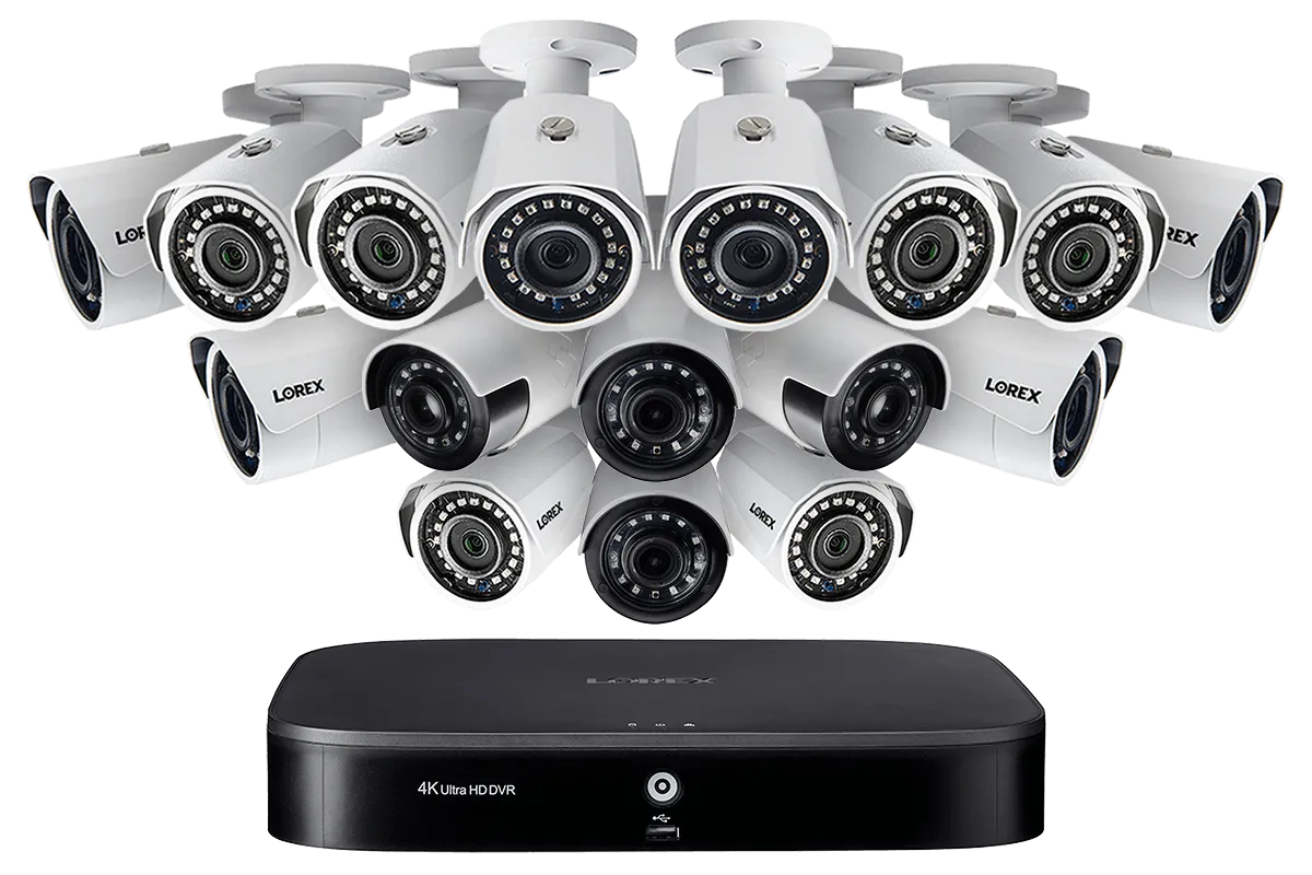 Surveillance Camera System with Sixteen 1080p HD Cameras including Four with Ultra Wide Angle View