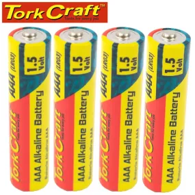 TORK CRAFT BATTERY AAA 1.5V X4 PACK LR03 4S SHRINK WRAP ALKALINE (MOQ 30) BATLR03-4S