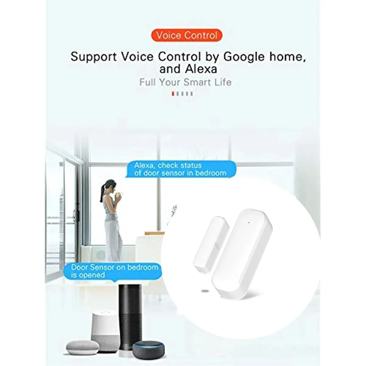 Tuya  Door Sensor Window WiFi  Wireless Contact Open Close  Smart Life APP Remote Control Compatible With Alexa Google Assistant