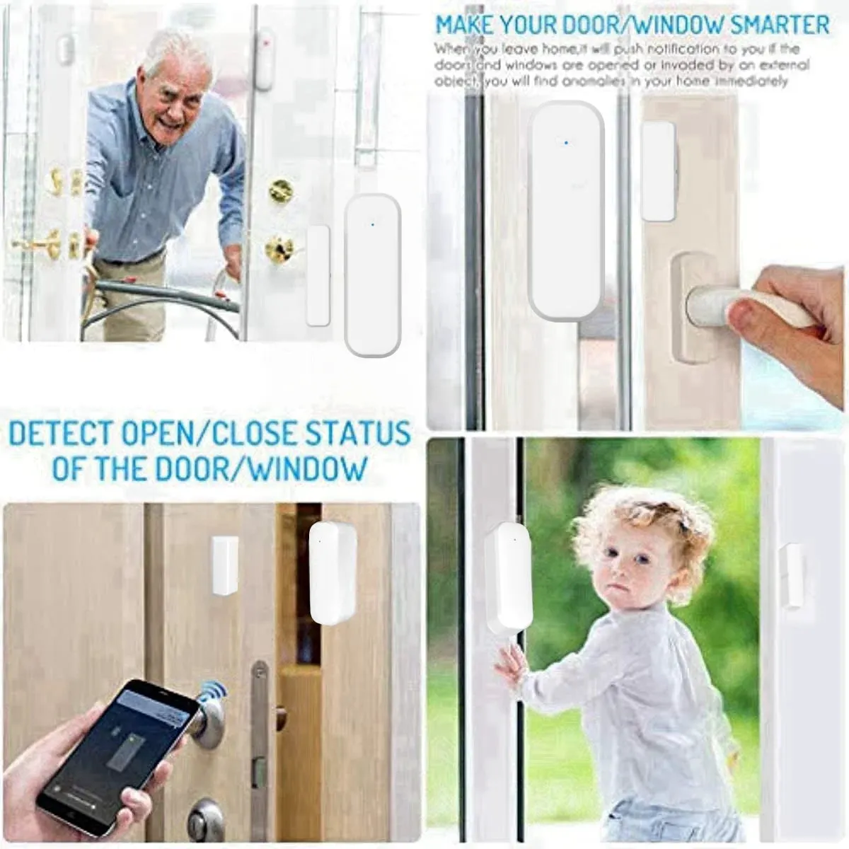 Tuya  Door Sensor Window WiFi  Wireless Contact Open Close  Smart Life APP Remote Control Compatible With Alexa Google Assistant