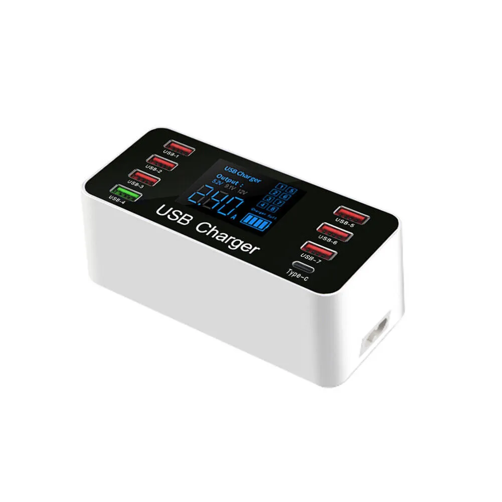 US 1-2 Pack Multi-Port USB Charger 8-Port 60W Charging Station Quick Charge 3.0