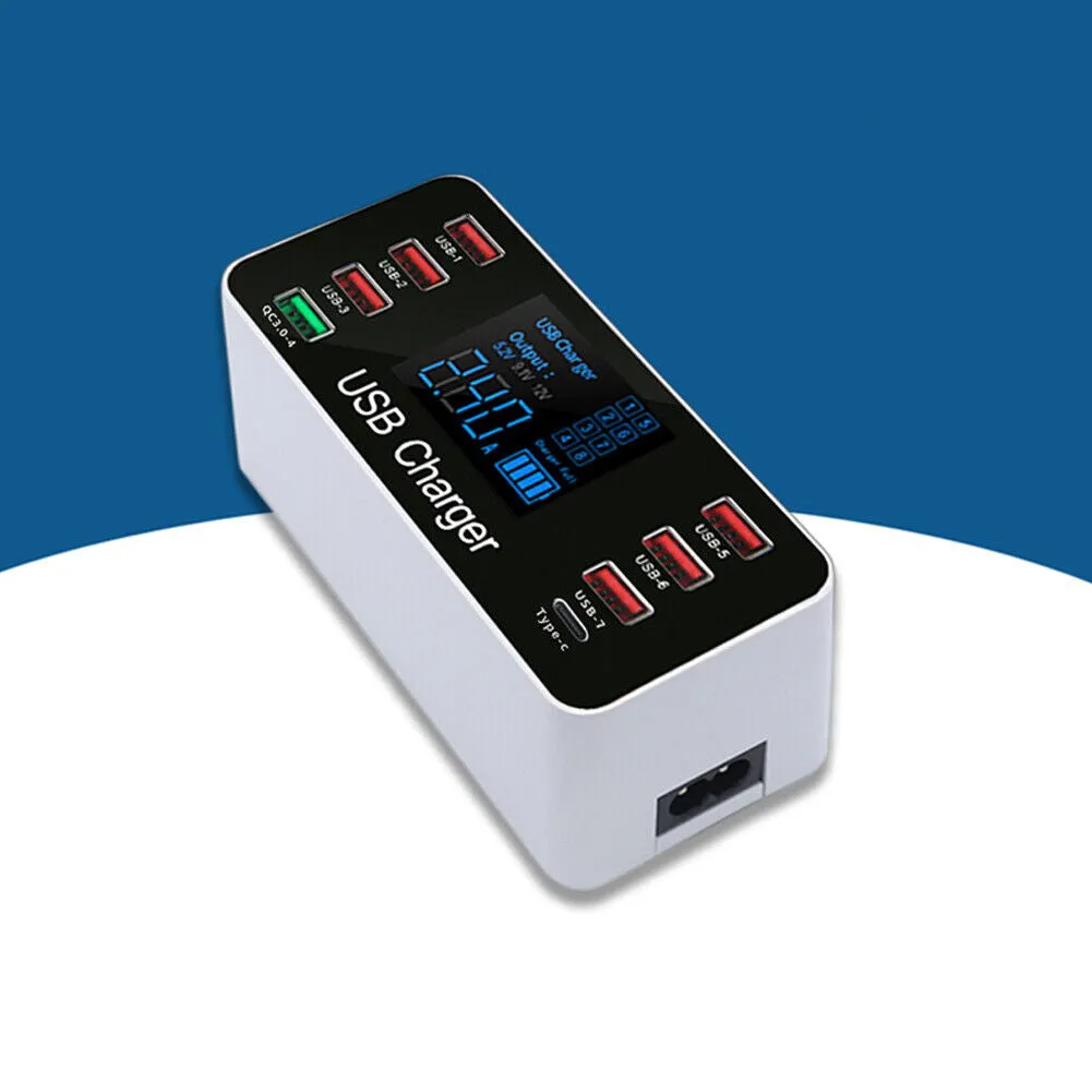 US 1-2 Pack Multi-Port USB Charger 8-Port 60W Charging Station Quick Charge 3.0
