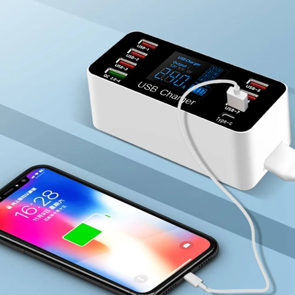 US 1-2 Pack Multi-Port USB Charger 8-Port 60W Charging Station Quick Charge 3.0