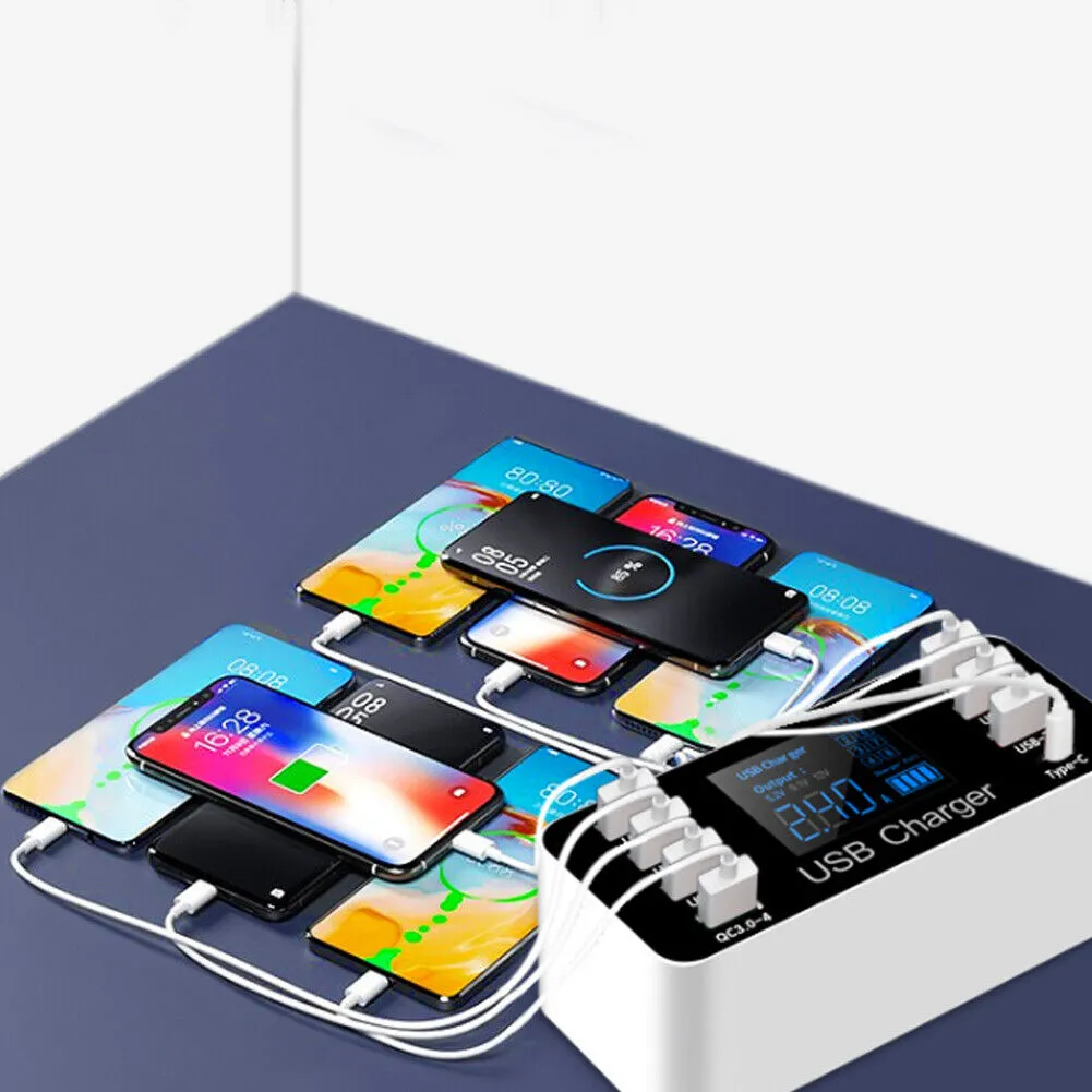 US 1-2 Pack Multi-Port USB Charger 8-Port 60W Charging Station Quick Charge 3.0