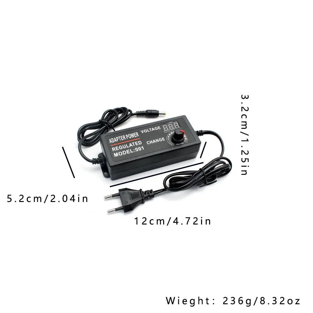 US 1-2 Pcs Universal Adjustable AC DC Supply Adapter Charger LED 3V-24V Display