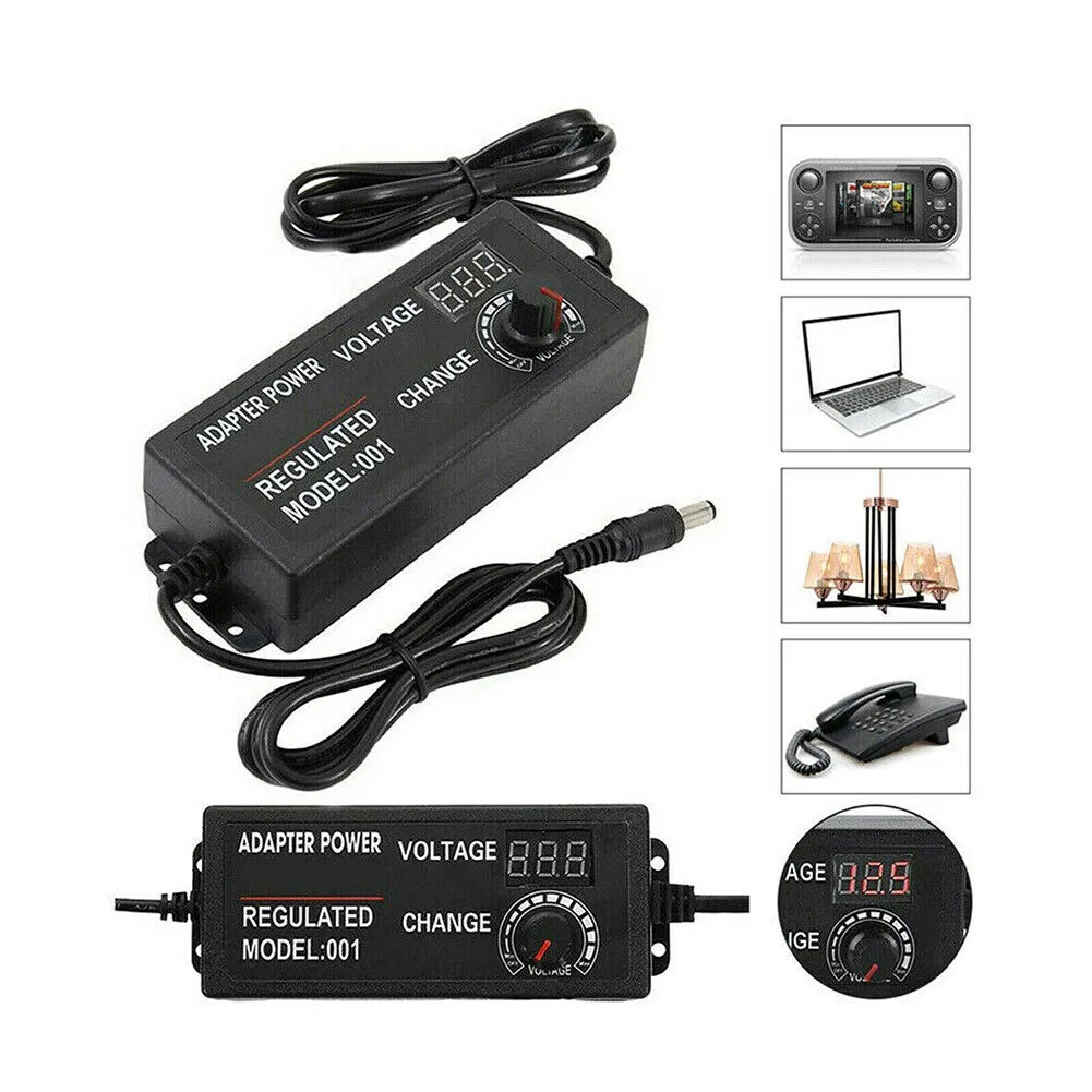 US 1-2 Pcs Universal Adjustable AC DC Supply Adapter Charger LED 3V-24V Display