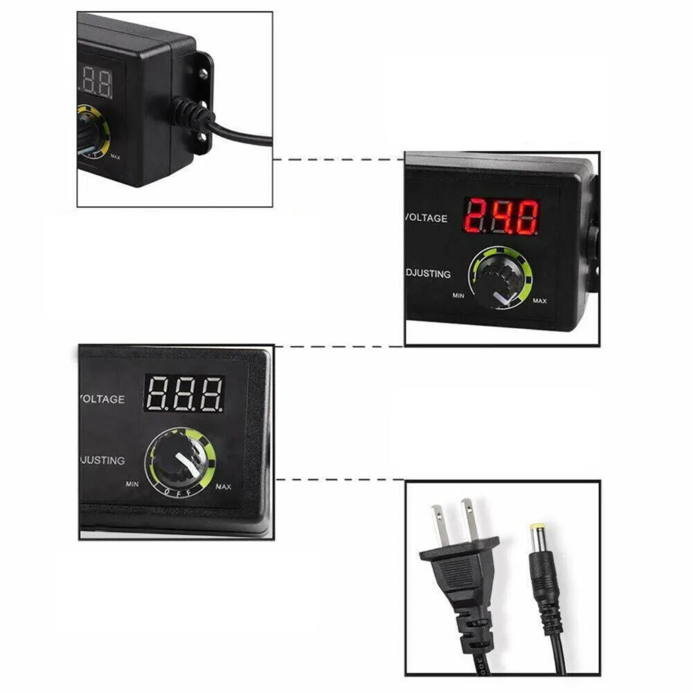 US 1-2 Pcs Universal Adjustable AC DC Supply Adapter Charger LED 3V-24V Display