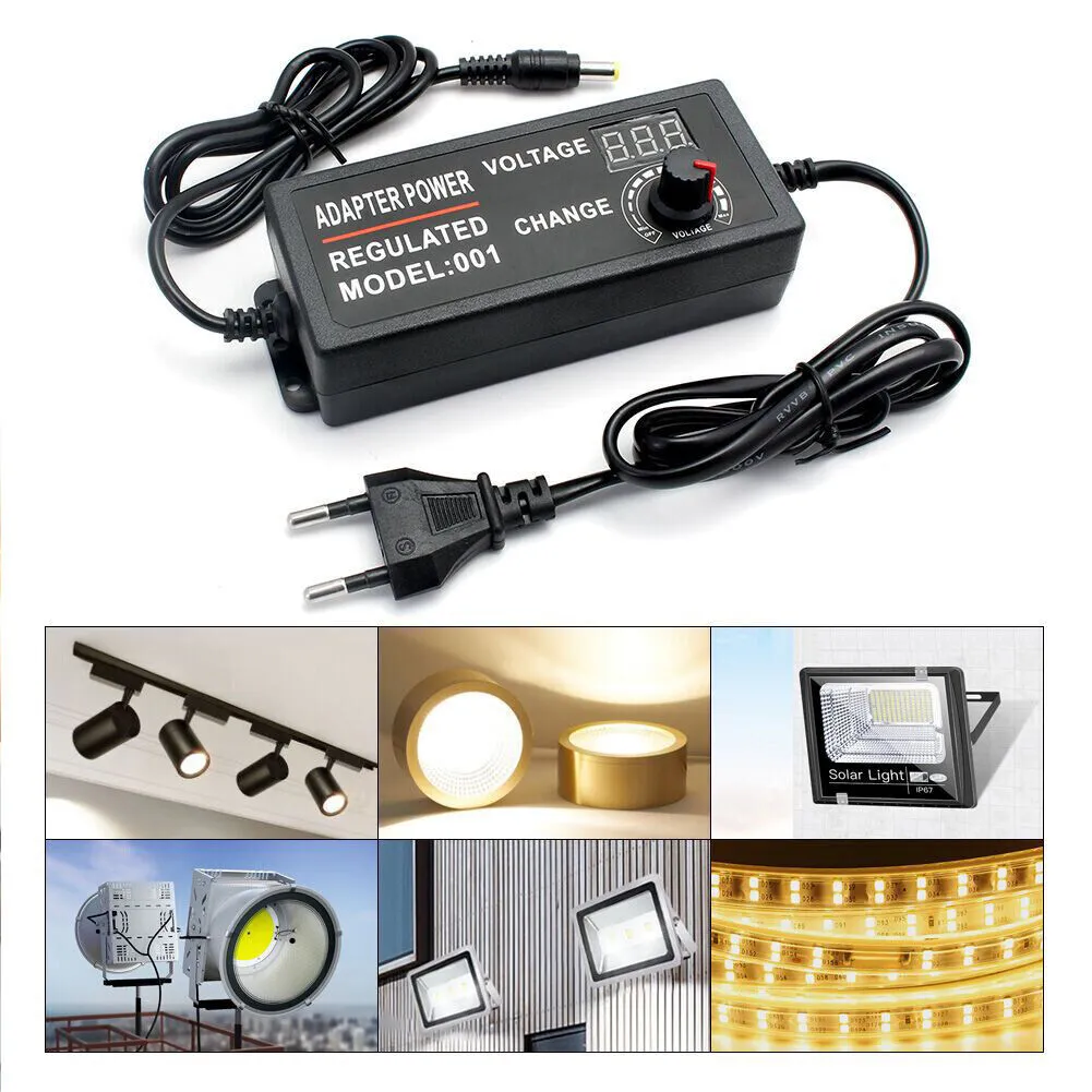 US 1-2 Pcs Universal Adjustable AC DC Supply Adapter Charger LED 3V-24V Display
