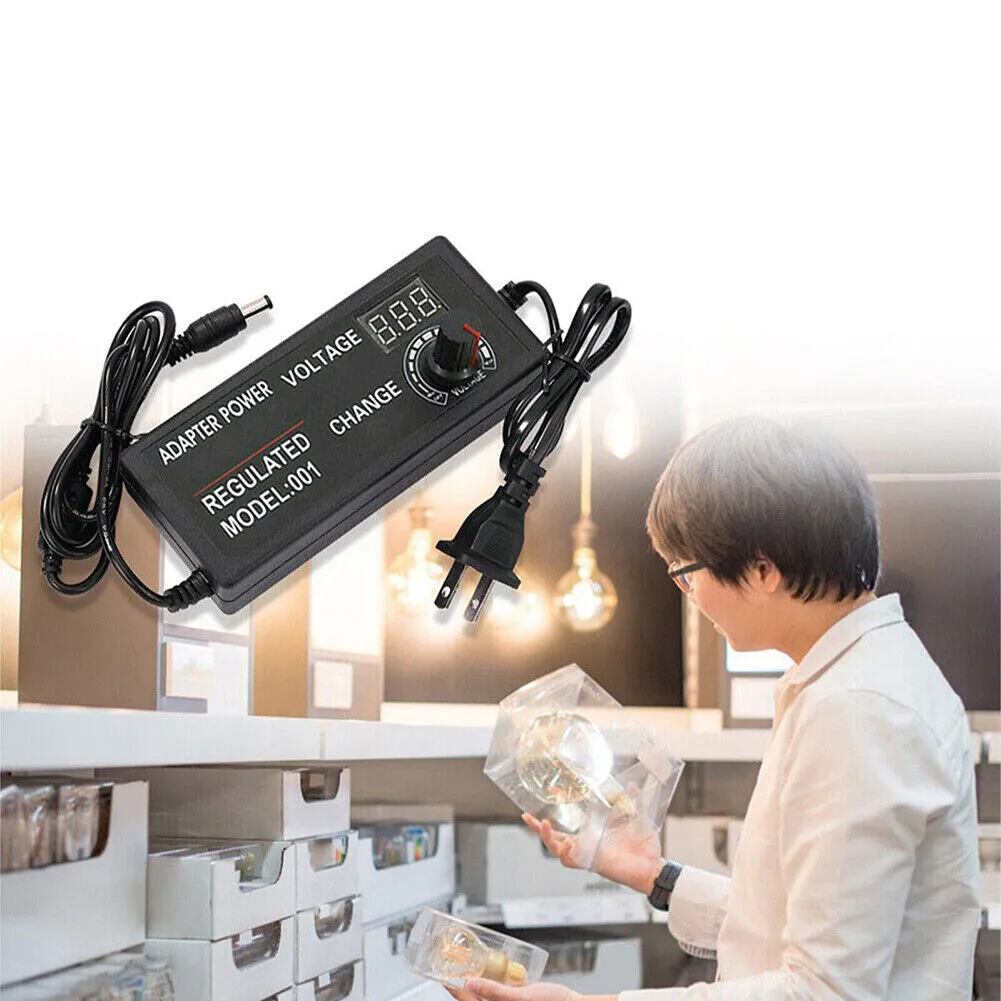 US 1-2 Pcs Universal Adjustable AC DC Supply Adapter Charger LED 3V-24V Display