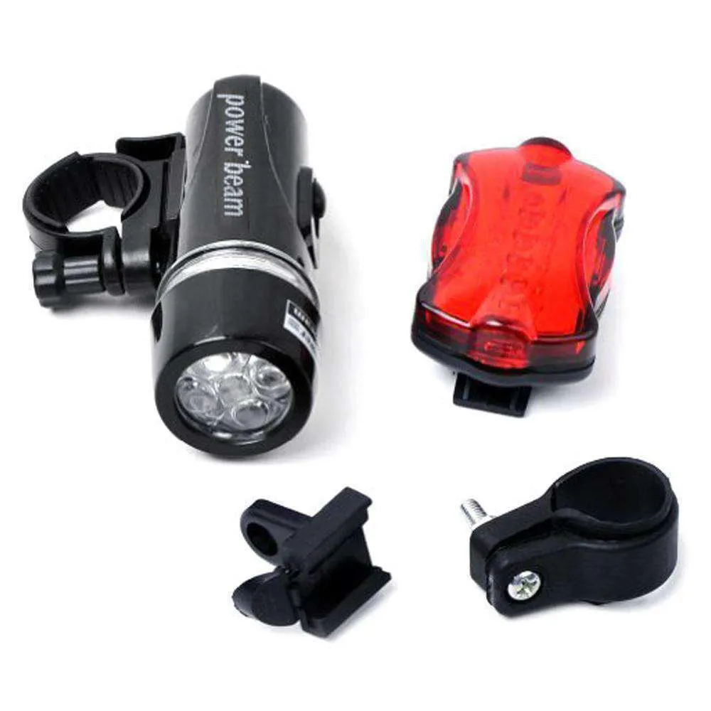 Waterproof 5 LED Lamp Bike Bicycle Front Headlight/ Rear Safety Flashlight - pack of 2