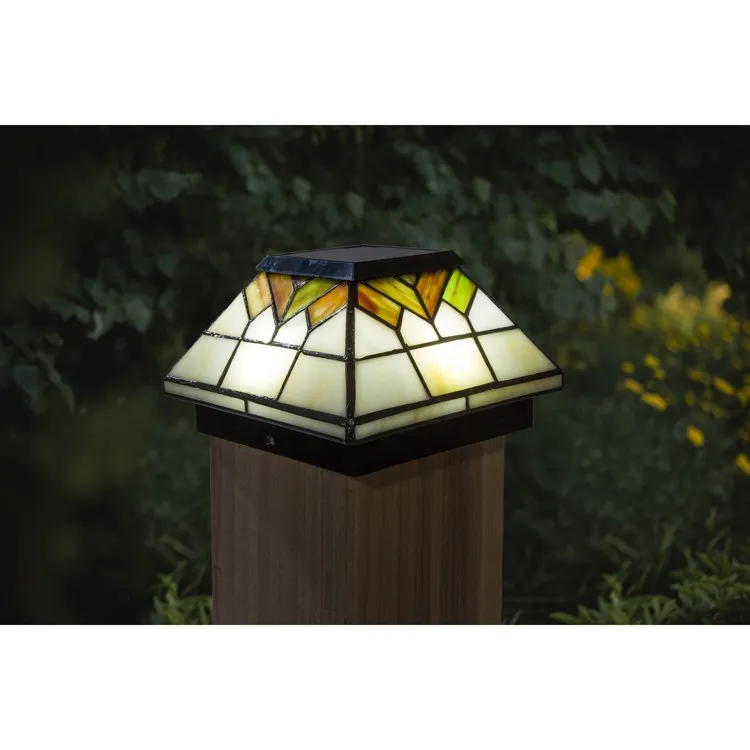 Wellington 5" x 5"/4" x 4"/3.5" x 3.5" Stained Glass Solar Post Cap 2-Pack