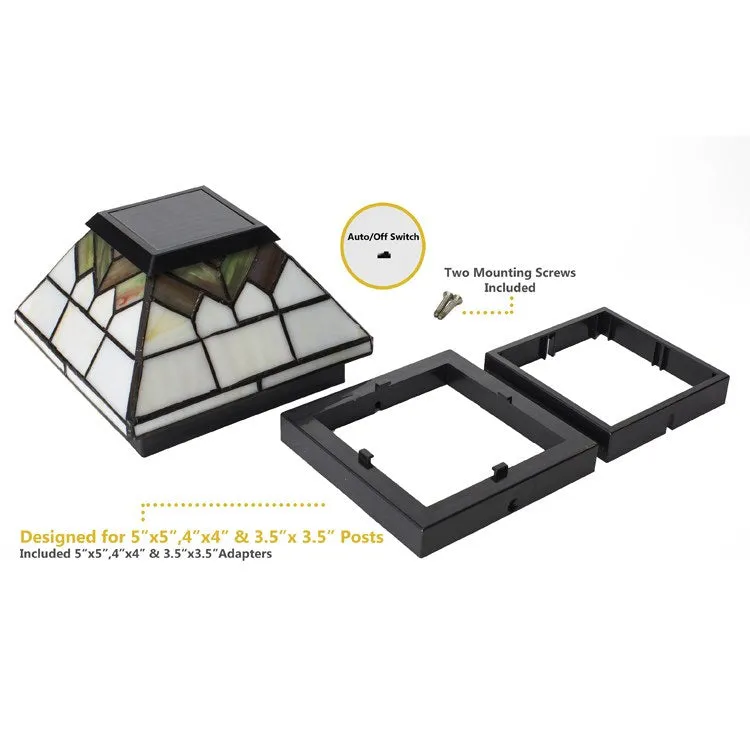 Wellington 5" x 5"/4" x 4"/3.5" x 3.5" Stained Glass Solar Post Cap 2-Pack