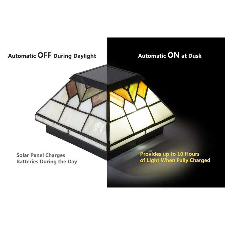Wellington 5" x 5"/4" x 4"/3.5" x 3.5" Stained Glass Solar Post Cap 2-Pack