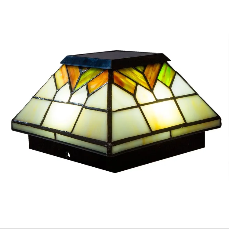 Wellington 5" x 5"/4" x 4"/3.5" x 3.5" Stained Glass Solar Post Cap 2-Pack