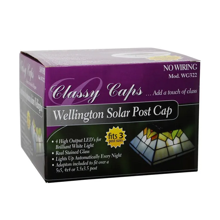 Wellington 5" x 5"/4" x 4"/3.5" x 3.5" Stained Glass Solar Post Cap 2-Pack